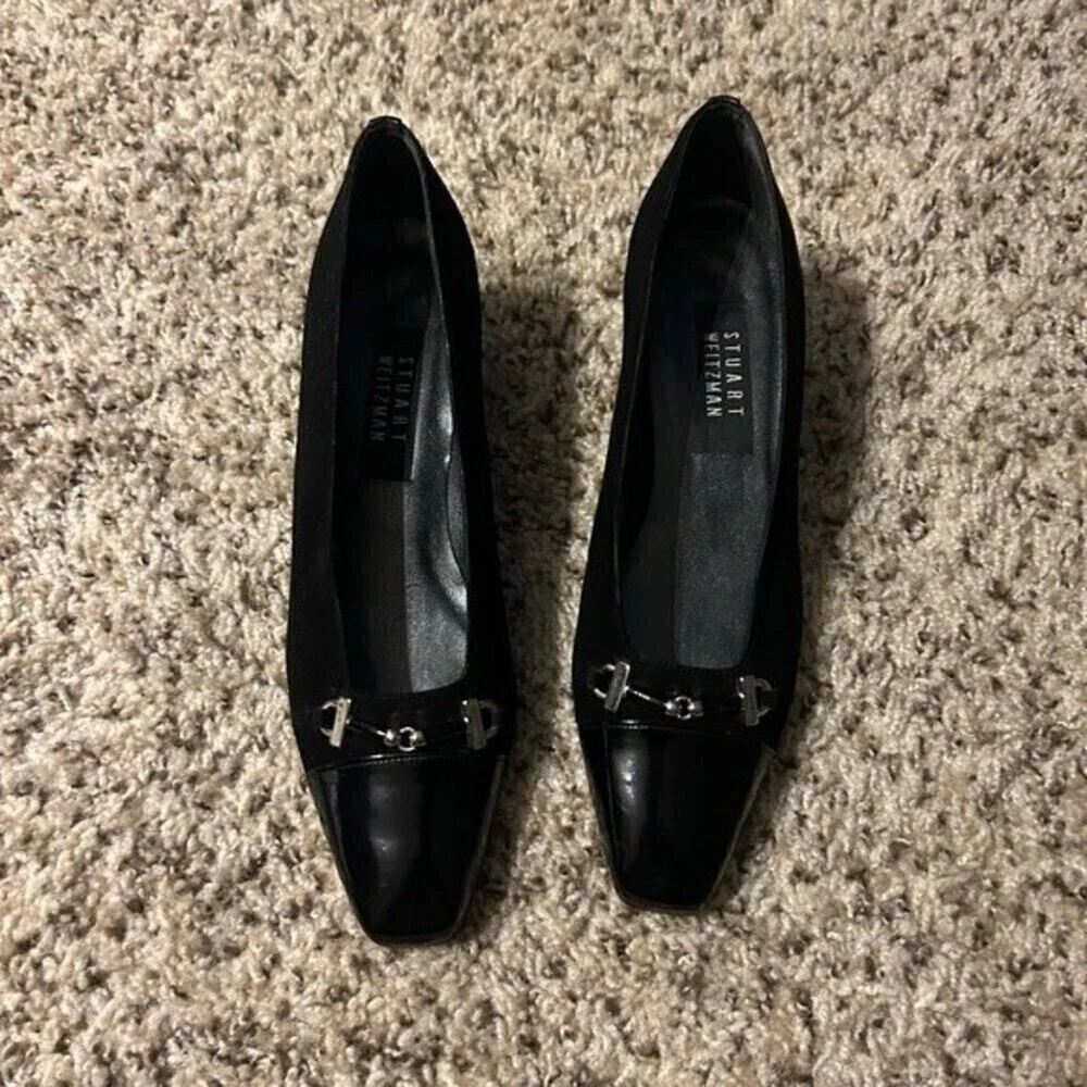 Stuart Weitzman Black Heels with Silver Accents - Picture 2 of 10